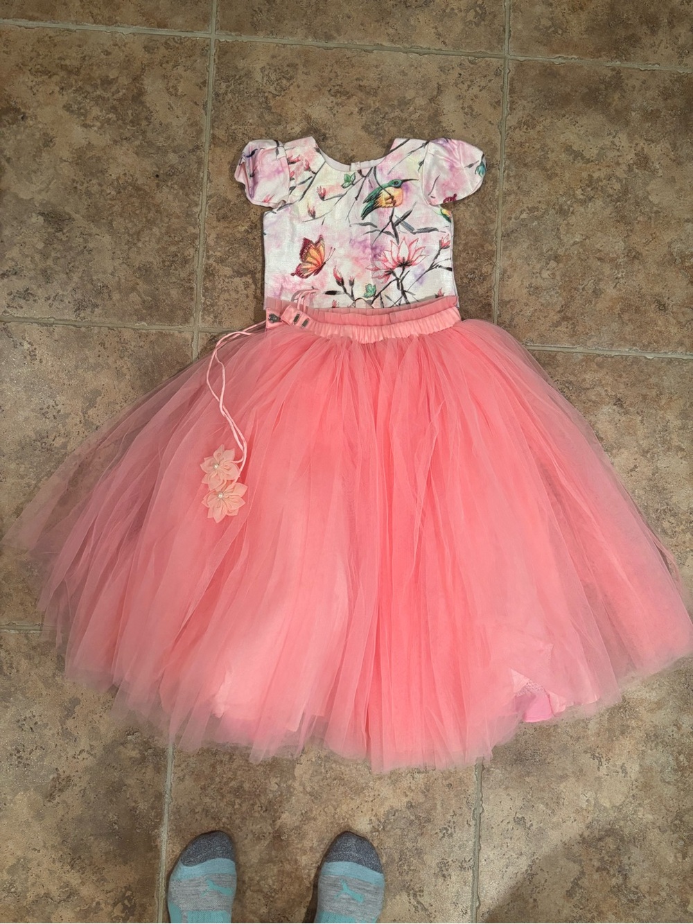 Pink Floral Tutu Dress designer- Kids
